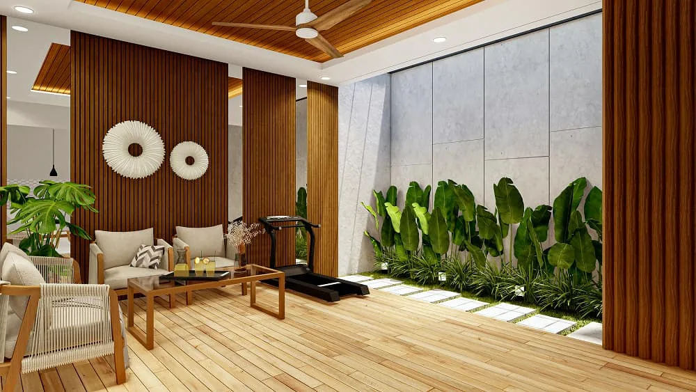 Material Kayu Alami interior ruang tamu